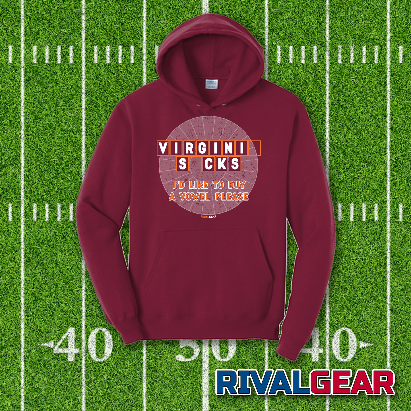 Buy A Vowel T-Hoodie for Virginia Tech Football Fans (Anti-Virginia)