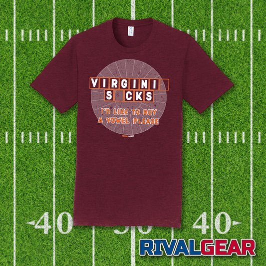 Buy A Vowel T-Shirt for Virginia Tech Football Fans (Anti-Virginia)