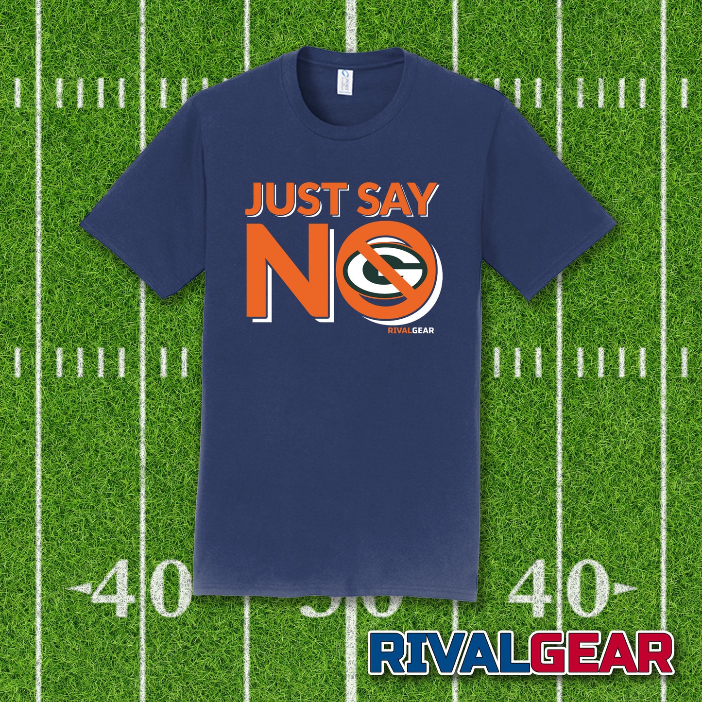 Promo Just Say No T-Shirt for Bears Football Fans (Anti-Packers)